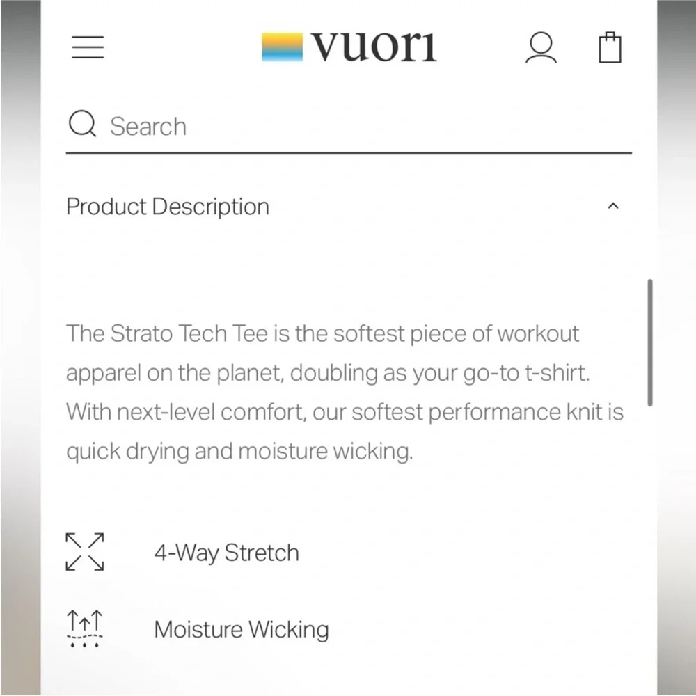 Vuori Strato Tech Tee Short Sleeve Blue Grey Heather Medium